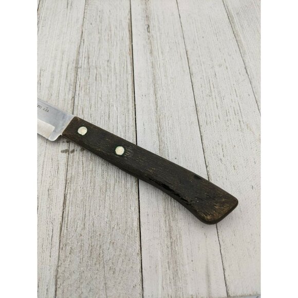 Happy Home Carving Knife Stainless Steel Wood Handle 7 3/4" Blade 12 3/4" Total - Picture 2 of 7